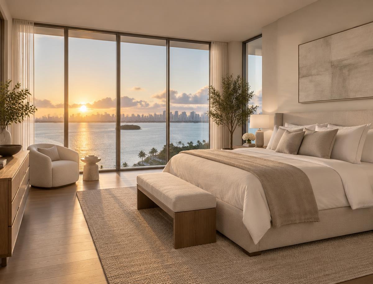 Dormitorio principal con vista a la bahía